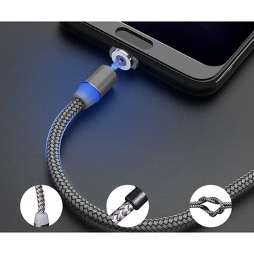 МАГНИТНЫЙ КАБЕЛЬ 3 в 1 2,4 А USB MICRO LIGHTNING TYPE-C ДЛЯ IPHONE КАБЕЛЬ