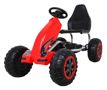 Duży Gokart Strong na pedały dla dzieci Czerwony + Obciążenie 100 kg + Koła