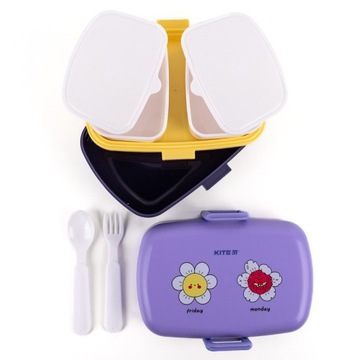LUNCHBOX ŚNIADANIÓWKA WKŁADY 2 KOMORY ZE STUCĆAMI FIOLETOWY 1150ml KITE