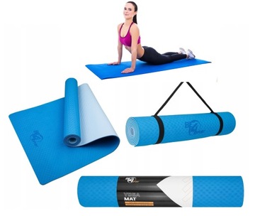 MATA DO ĆWICZEŃ TPE JOGA FITNESS DŁUGA KARIMATA ANTYPOŚLIZGOWA MOCNA