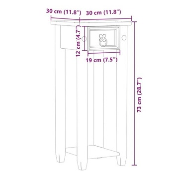 СТОЛ ДЛЯ РАСТЕНИЙ CORONA 30X30X73CM МАССИВ СОСНОВЫ