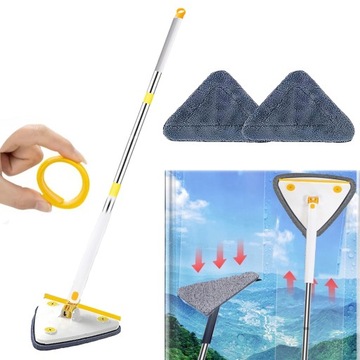Myjka Do Mycia Okien Mop Obrotowy Trójkątny 360° Z Wyciskaczem+Ściągaczka