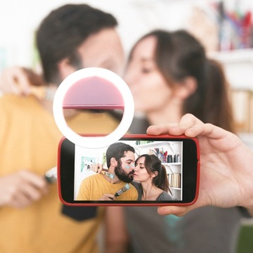 Светодиодная лампа для селфи, круглая заполняющая лампа с зажимом (розовая)