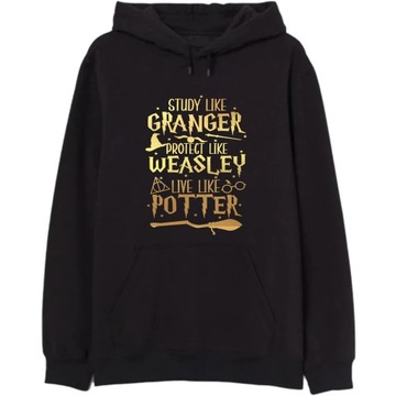 UCZ SIĘ JAK HERMIONA ŻYJ JAK HARRY POTTER CZARNA BLUZA M