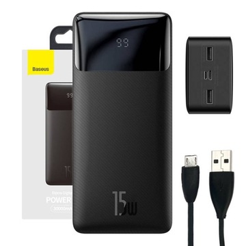 BASEUS POWERBANK 30000MAH 2X USB USB-C PD QC 15W LED POWER BANK DO TELEFONU