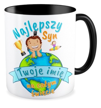 Kubek czarny NAJLEPSZY SYN na świecie Twoje imię