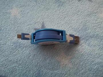 Втягивающийся кабель micro USB WU-04 95 см 1А синий