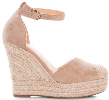 BEŻOWE SANDAŁY ESPADRYLE NA KOTURNIE 40