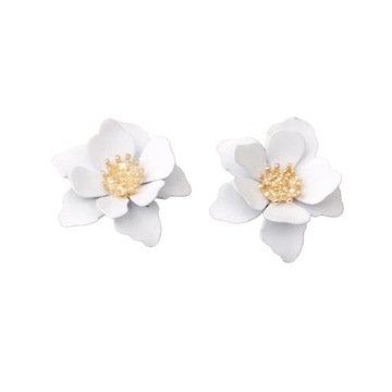 Kolczyki Sztyfty Białe Kwiatki Kwiaty Kwiat 21mm