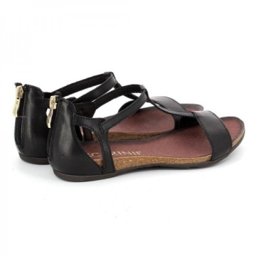 CARINII B3779 САНДАЛИИ НА ПЛОСКОЙ ПЛОСКОЙ КОЖЕ, ЧЕРНЫЕ 36