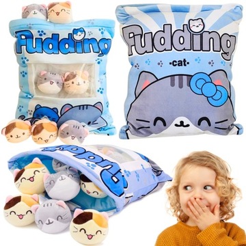 PODUSZKA PUDDING Z MASKOTKAMI DO RZUCANIA NIEBIESKA KOT