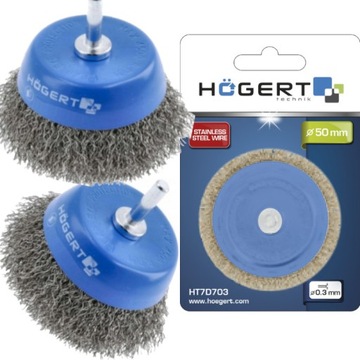 SZCZOTKA CZOŁOWA STALOWA Z TRZPIENIEM 50MM DRUT STALOWY 0,3MM