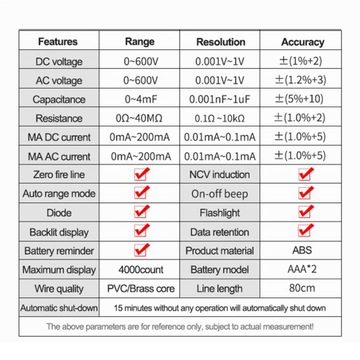 Ручной мультиметр ANENG A3002, цифровой, 4000 отсчетов