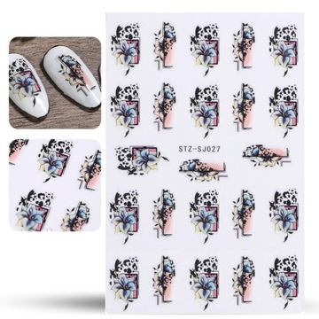 NAKLEJKI na paznokcie SAMOPRZYLEPNE do paznokci wzory geometryczne kwiaty