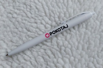 Długopis, logo, biały, kot, kotek