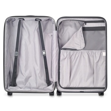 Большой дорожный чемодан серебристого цвета на колесах - Delsey Titanium 82 см.