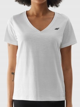 Женская футболка 4F из хлопка с v-образным вырезом Sports Limited SS24