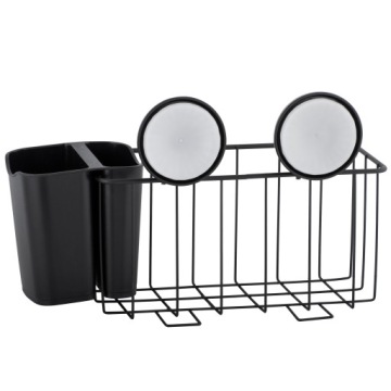 НАСТЕННАЯ ПОЛКА ДЛЯ ВАННОЙ ПОДВЕСНАЯ КОРЗИНА, МАТОВЫЙ ЧЕРНЫЙ