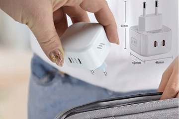 МАЛЕНЬКОЕ ПЛОСКОЕ БЫСТРОЕ СЕТЕВОЕ ЗАРЯДНОЕ УСТРОЙСТВО 40 Вт PD 2xUSB -C- С КАБЕЛЕМ C-C 50см