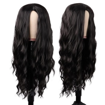 ПАРИК ЖЕНСКИЙ ДЛИННАЯ ЧЕРНАЯ ВОЛНА ИСКУССТВЕННЫЕ СИНТЕТИЧЕСКИЕ ВОЛОСЫ 70 СМ БРЮНЕТКА