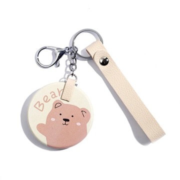 Korean Fashion Makeup Mirror Small Round Mirror Keychain Double-Sided Foldi