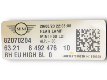 MINI COOPER COUNTRYMAN FACELIFT SVĚTLO PRAVÝ ZADNÍ 8492476