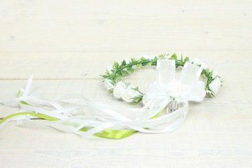 Венок для причастия, стиль бохо, БЕЛЫЙ бант для причастия