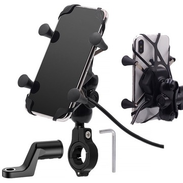 MC18C UCHWYT NA TELEFON USB 2.1A MOTOCYKLOWY KIEROWNICA