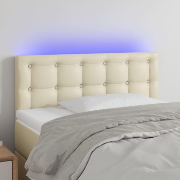 vidaXL Изголовье кровати со светодиодной подсветкой, кремовое, 100x5x78/88см, искусственная кожа