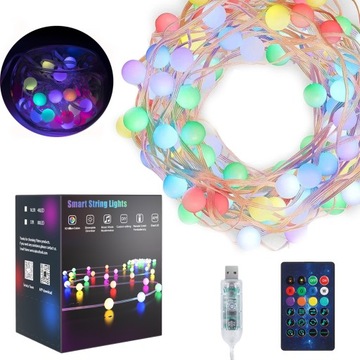 INTELIGENTNA GIRLANDA ŻARÓWKOWA ŁAŃCUSZEK ŚWIETLNY LED USB IP65 WODOODPORNY