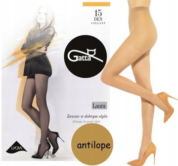 rajstopy GATTA 15 den LAURA lycra gładkie ANTILOPE # 5 XL