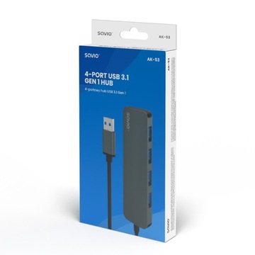 SAVIO 4-портовый концентратор USB 3.1 Gen 1, AK-53