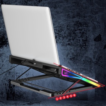 ОХЛАЖДАЮЩАЯ ПОДСТАВКА ДЛЯ НОУТБУКА 12–17 ДЮЙМОВ, РЕГУЛИРУЕМАЯ RGB-СВЕТОДИОДНАЯ СВЕТОДИОДНАЯ, С USB
