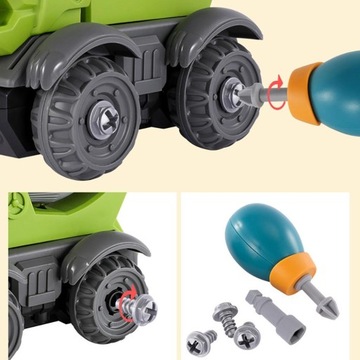 Zestaw pojazdów inżynieryjnych dla dzieci z wiertarką elektryczną Dinozaury