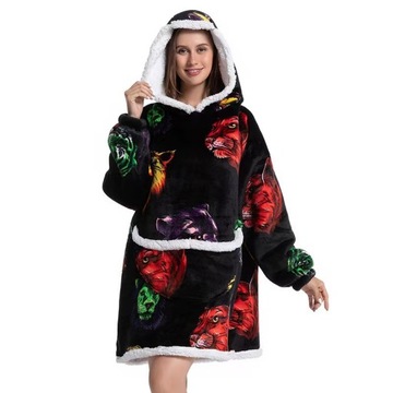 CIEPŁA BLUZA KOC OVERSIZE FUTRZAK 2W1 GRUBA piesS