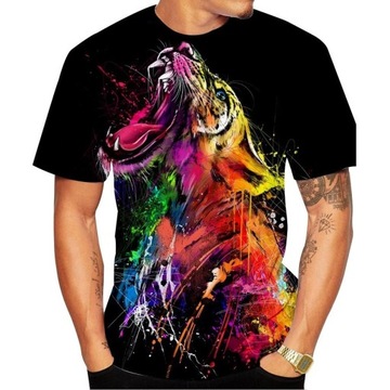 Animal Graphic 3D Tiger Printed Men Short Sleeve T-Shirt Casual O-neck Tops