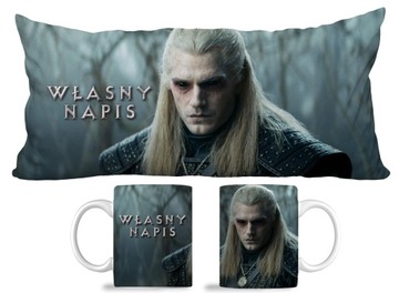ZESTAW PODUSZKA KUBEK WITCHER WIEDŹMIN + IMIĘ N5