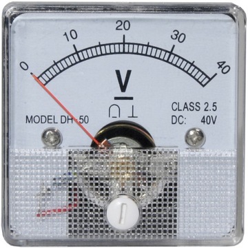 Miernik analogowy woltomierz 40V kwadratowy