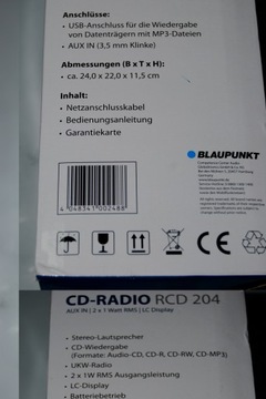 МОЩНОЕ КУХОННОЕ РАДИО USB FM BLAUPUNKT BOOMBOX CD MP3