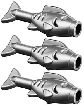 3 sztuki LEGO Ryba Jedzenie 64648 Flat Silver