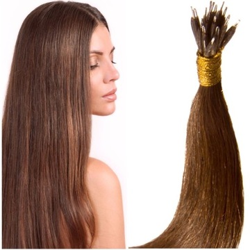 NANORINGI WŁOSY 100% NATURALNE NANO RINGI PASEMKA 40 CM brąz 4