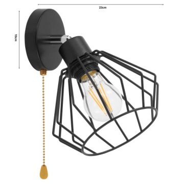 Светодиодный настенный светильник Loft Wire, черный с подвижным переключателем