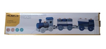 Большой деревянный пазл-поезд со звездными блоками