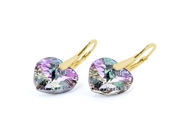 Kolczyki pozłacane srebro 925 z kryształami Swarovski Serca Vitrail Light