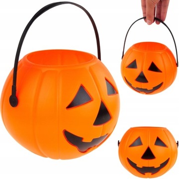 WIADERKO NA HALLOWEEN POJEMNIK DYNIA NA CUKIERKI DUŻY HALLOWEENOWY POJEMNIK