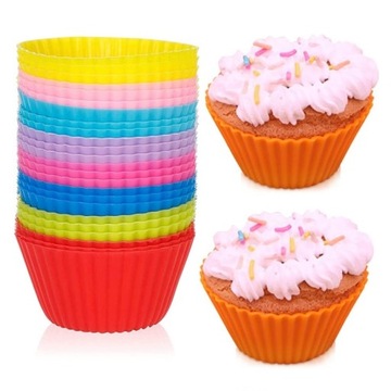 FOREMKI SILIKONOWE PAPILOTKI NA MUFFINKI 12SZT MIX