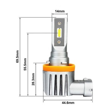 Светодиодные лампы H11 12-24В CANBUS с допуском, очень простая установка, 2 шт. Новые.