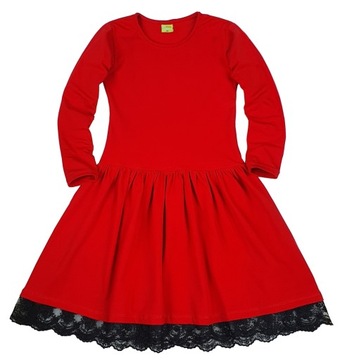 Millo czerwona elegancka SUKIENKA koronka 146 CK265