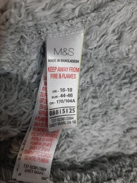 SZLAFROK DAMSKI KRÓTKI M&S 44 46 L XL XXL ELEGANCKI GRUBY CIEPŁY