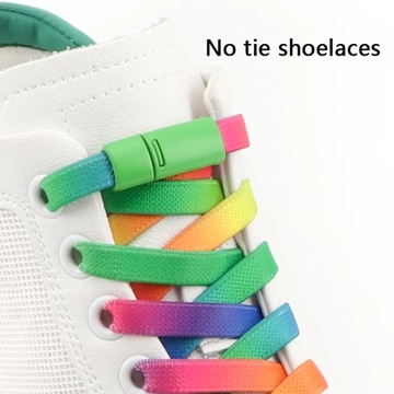 1 Pair Magnetic Lock Shoelaces for Sneaker Rainbow Gradient Flat Elastic